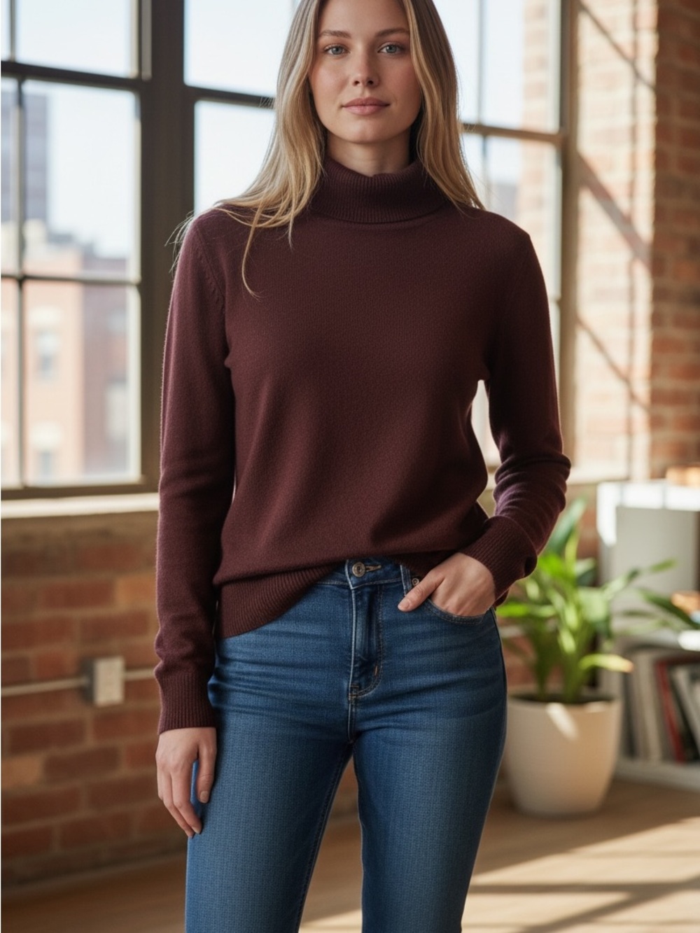 Charter Club Women's Turtleneck Cashmere Sweater - chocolate brown
